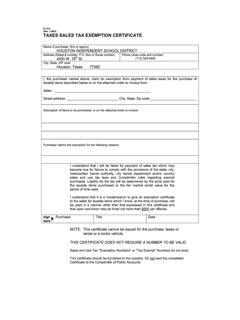 texas ag exemption form online