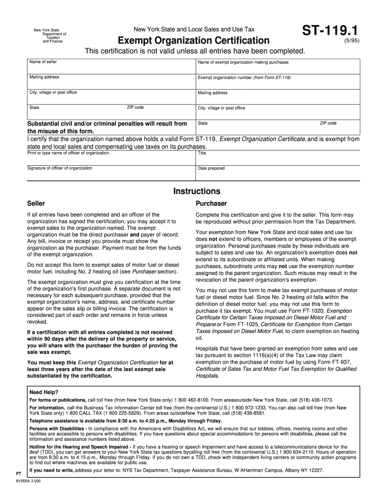 1995 Form NY DTF ST 119 1 Fill Online Printable Fillable Blank 