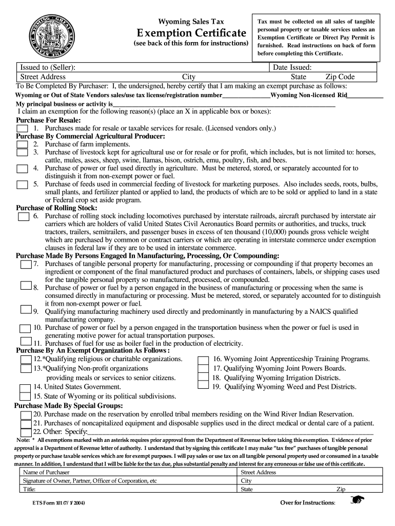 2004 2020 Form WY ETS 101 Fill Online Printable Fillable Blank 