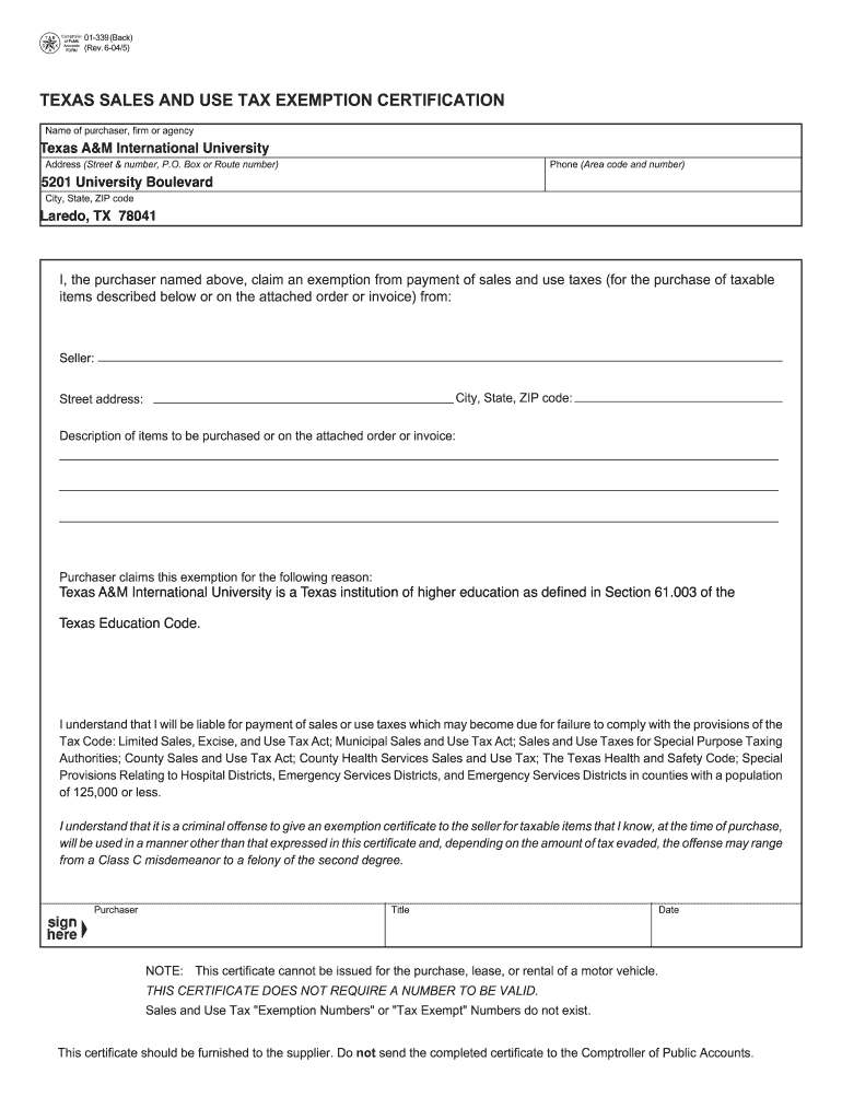 2004 Form TX Comptroller 01 339 Fill Online Printable Fillable Blank 