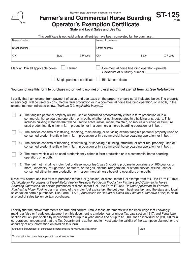 2008 Form NY DTF ST 125 Fill Online Printable Fillable Blank PDFfiller