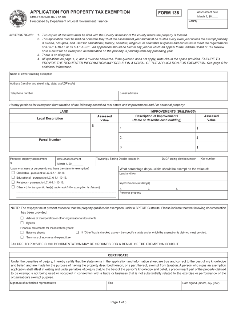 2010 IN State Form 9284 Fill Online Printable Fillable Blank PdfFiller