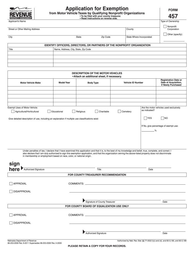 2011 Form NE DoR 457 Fill Online Printable Fillable Blank PdfFiller