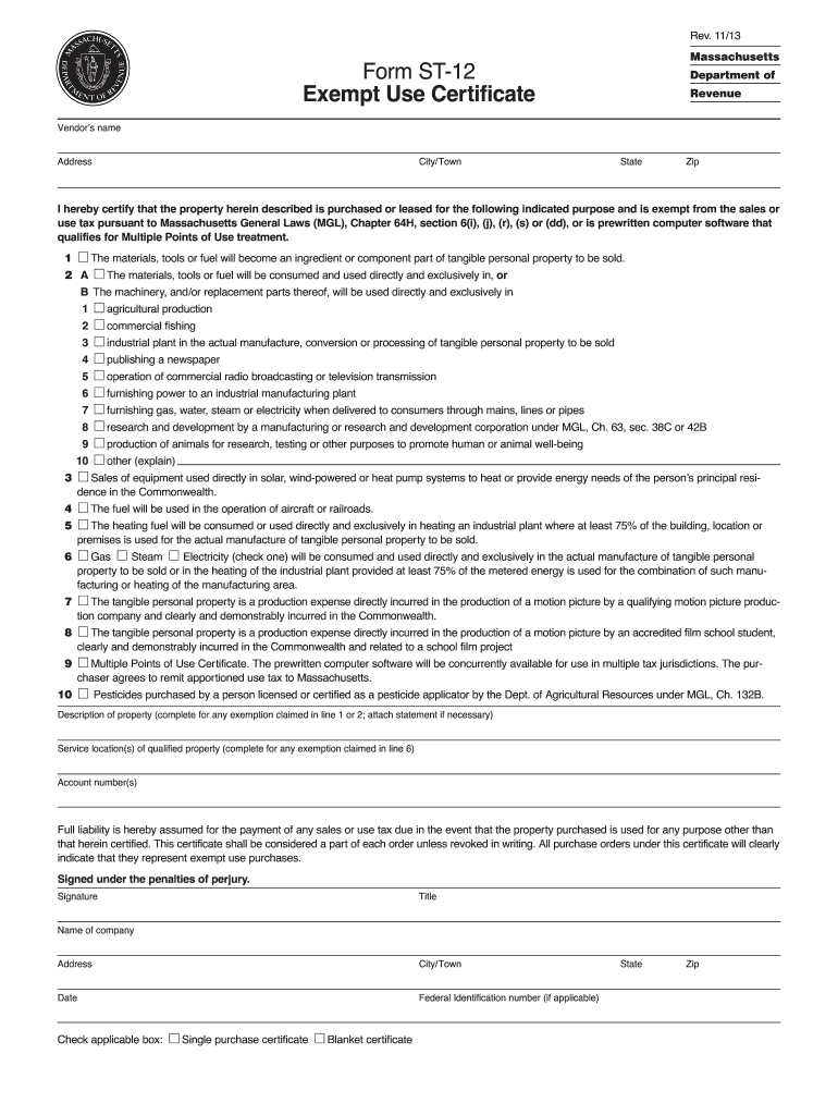 2013 2021 Form MA DoR ST 12 Fill Online Printable Fillable Blank