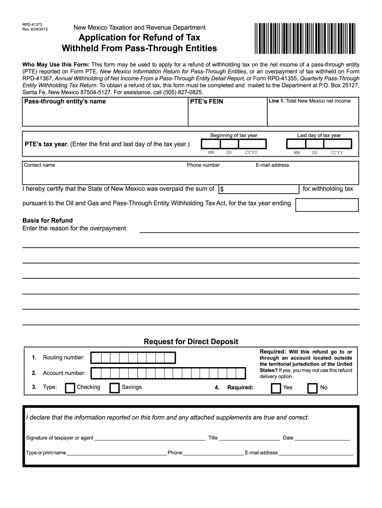 2013 Form NM RPD 41373 Fill Online Printable Fillable Blank PdfFiller