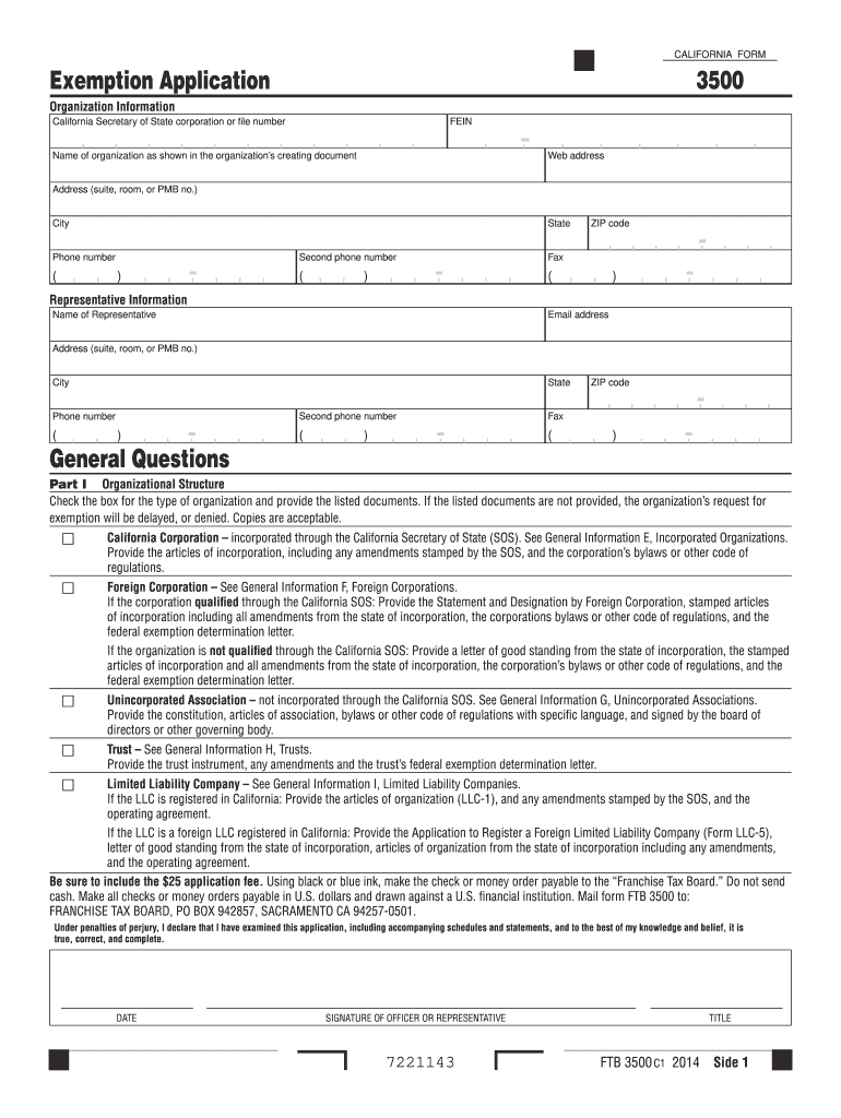 2014 Form CA FTB 3500 Fill Online Printable Fillable Blank PDFfiller