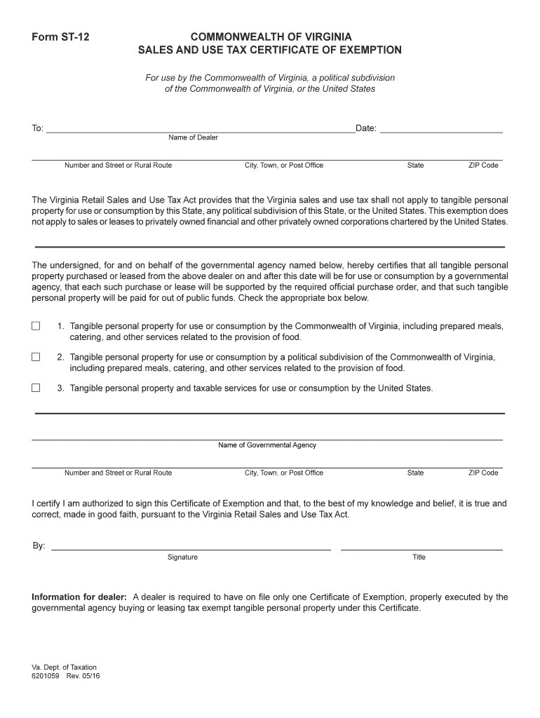 2016 2024 Form VA DoT ST 12 Fill Online Printable Fillable Blank 