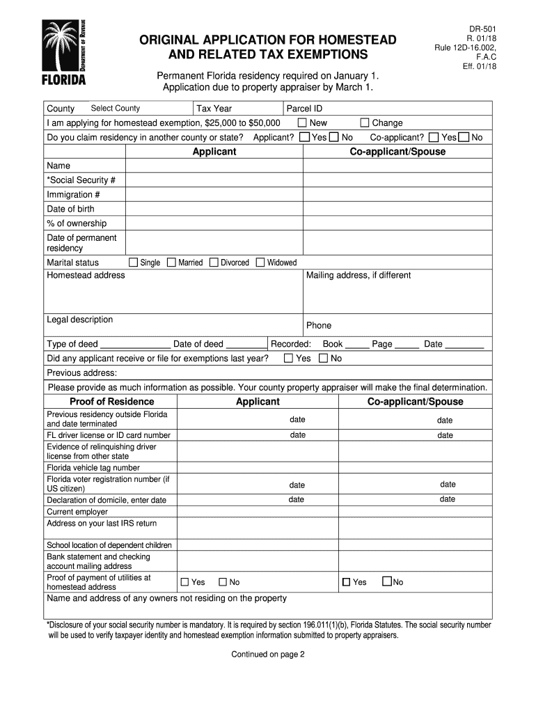 2018 Form FL DR 501 Fill Online Printable Fillable Blank PdfFiller