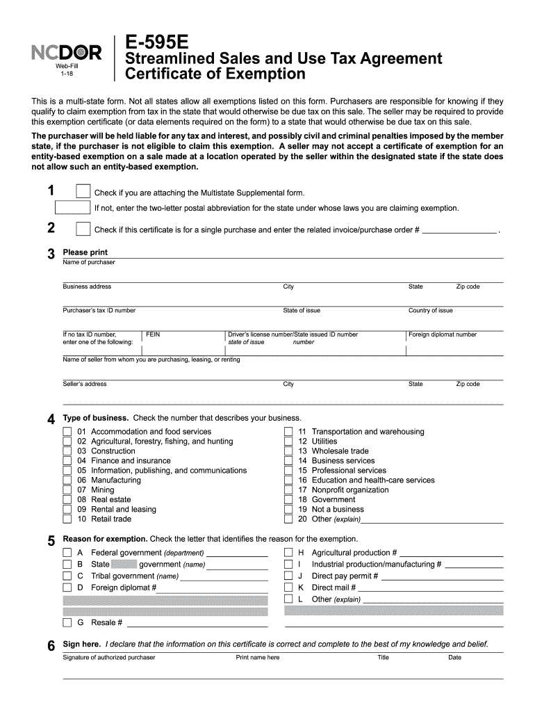 sales tax exemption form nc