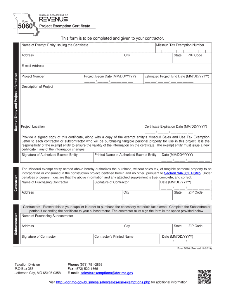 2019 2021 Form MO DoR 5060 Fill Online Printable Fillable Blank