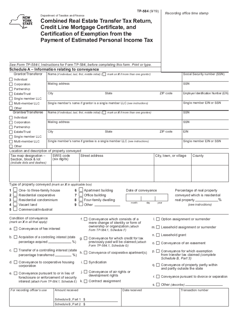2019 2024 Form NY DTF TP 584 Fill Online Printable Fillable Blank 