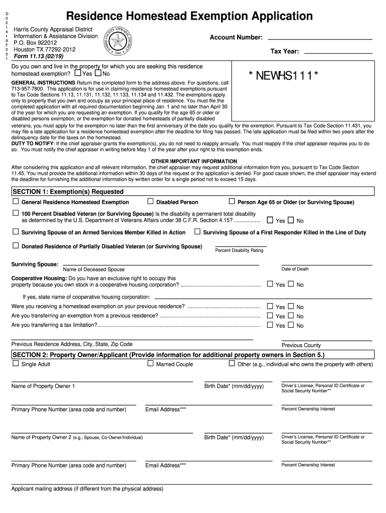 2019 2024 Form TX HCAD 11 13 Fill Online Printable Fillable Blank 