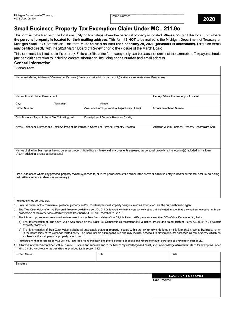 2020 Form MI 5076 Fill Online Printable Fillable Blank PDFfiller