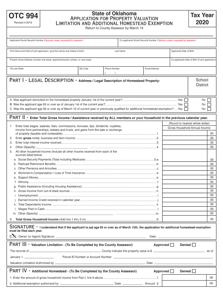 2020 Form OK OTC 994 Fill Online Printable Fillable Blank PdfFiller