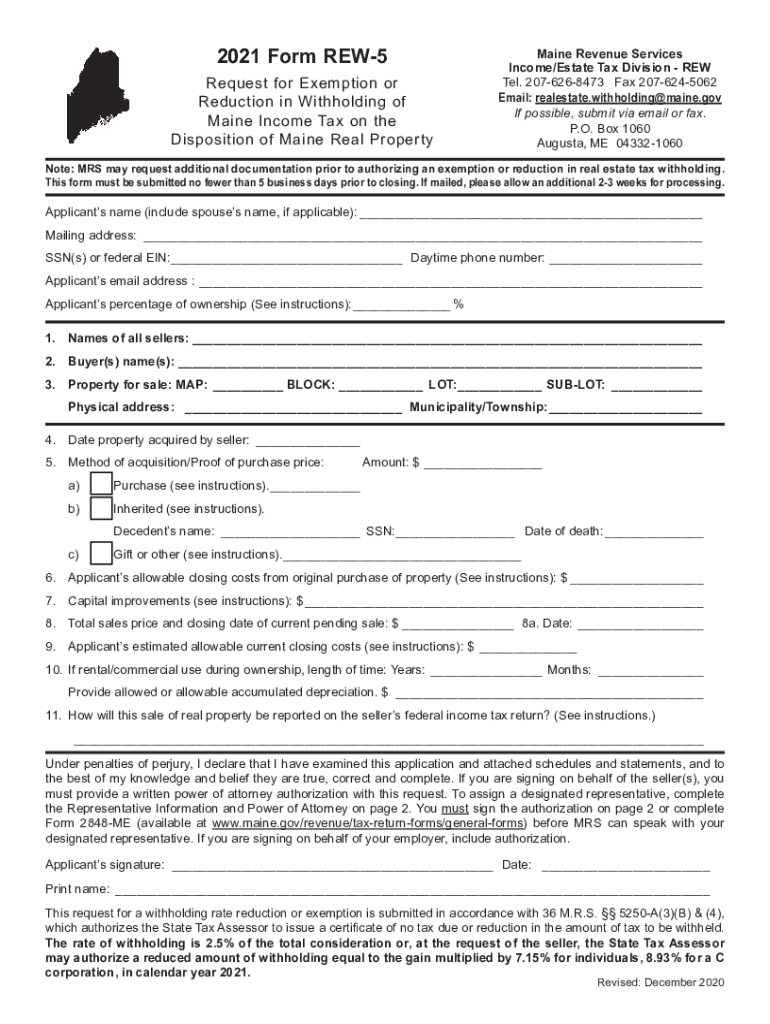 2021 Form ME MRS REW 5 Fill Online Printable Fillable Blank PdfFiller