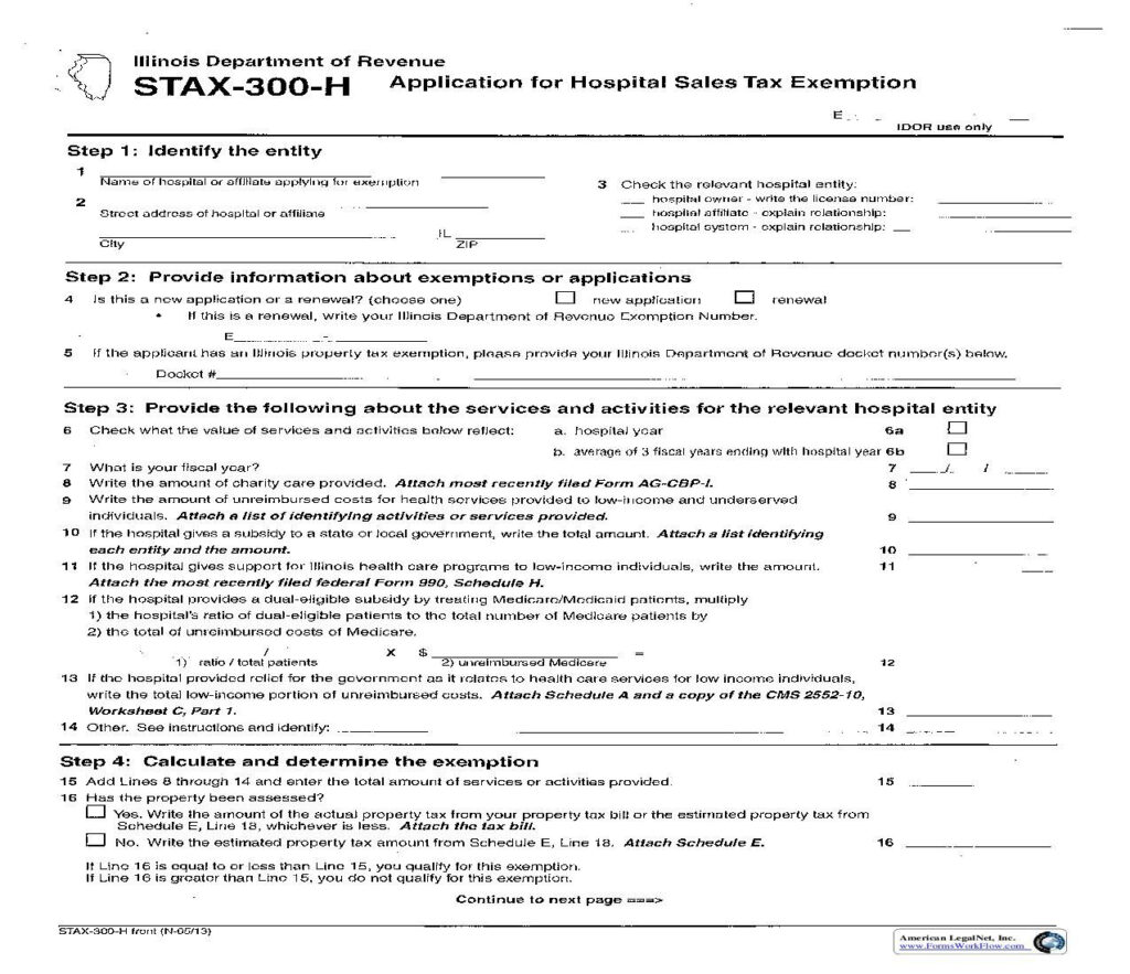 Application For Hospital Sales Tax Exemption Illinois Tax Exemption 