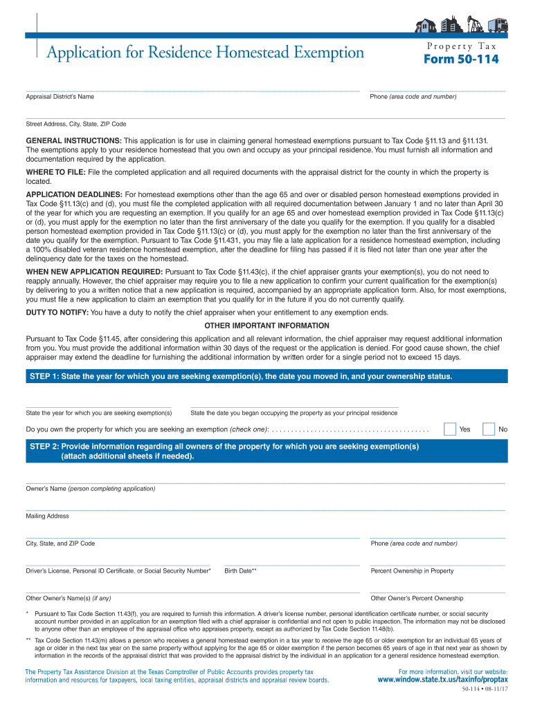 Application For Residence Homestead Exemption Fill Out And Sign 