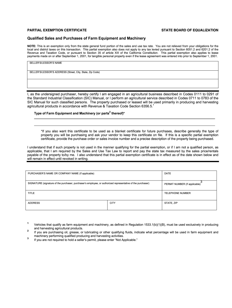 California Farm Tax Exemption Form Fill Online Printable Fillable 