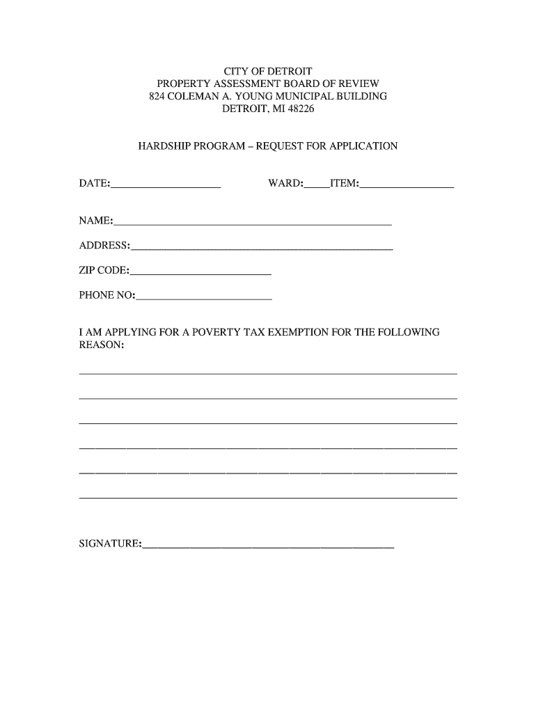 City Of Detroit Hardship Fill Out And Sign Printable PDF Template 