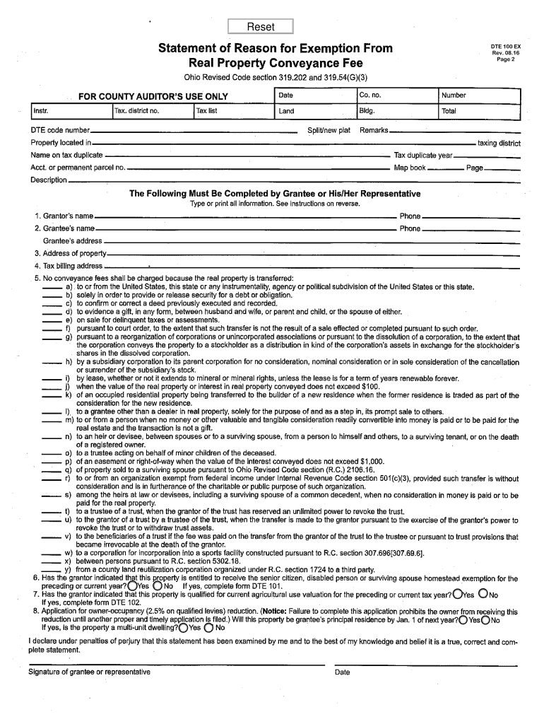 Cuyahoga County Dte 100 Form Fill Out And Sign Printable PDF Template 