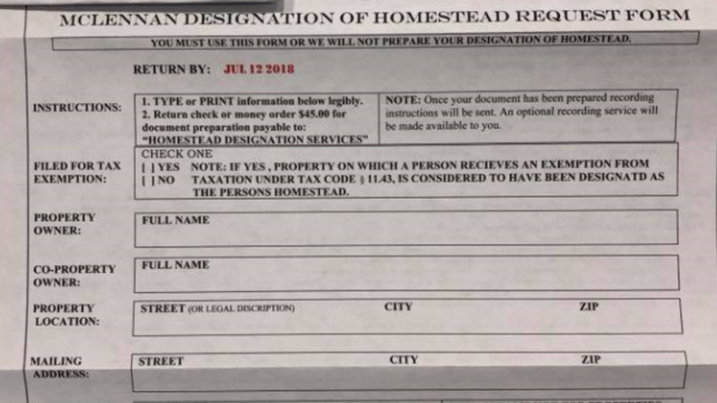 Designation Of Homestead Request Form Texas