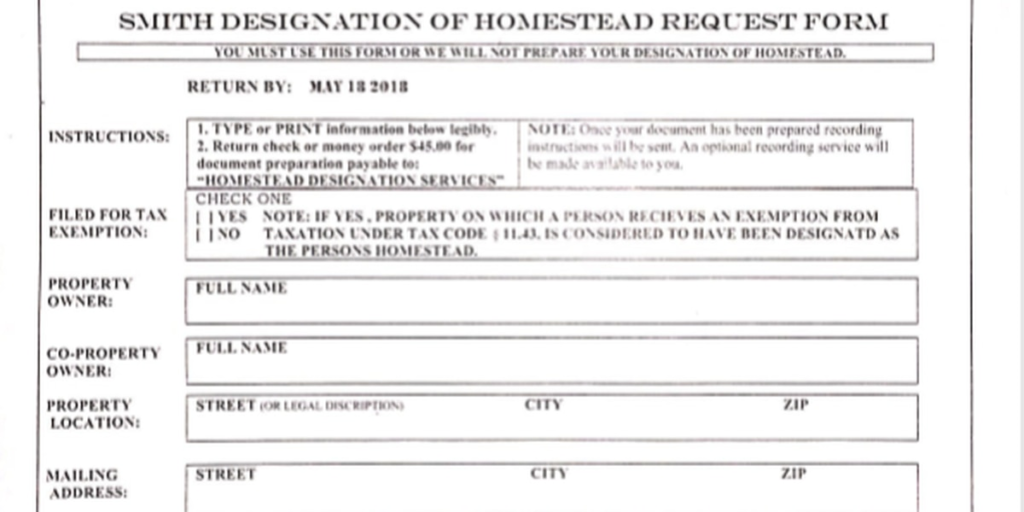 Designation Of Homestead Request Form Texas Awesome Home