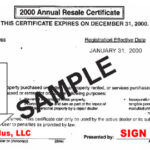 DR 13 Annual Resale Certificate