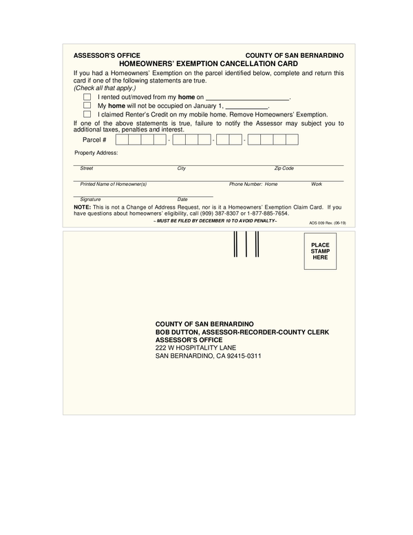 Fill Free Fillable San Bernardino County Assessor Recorder Clerk PDF 