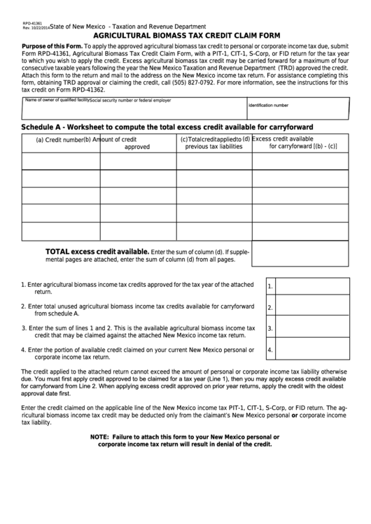New Mexico Agricultural Tax Exempt Form 2824
