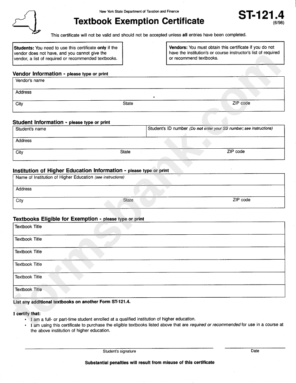 1995 Form NY DTF ST 119 1 Fill Online Printable Fillable Blank ExemptForm