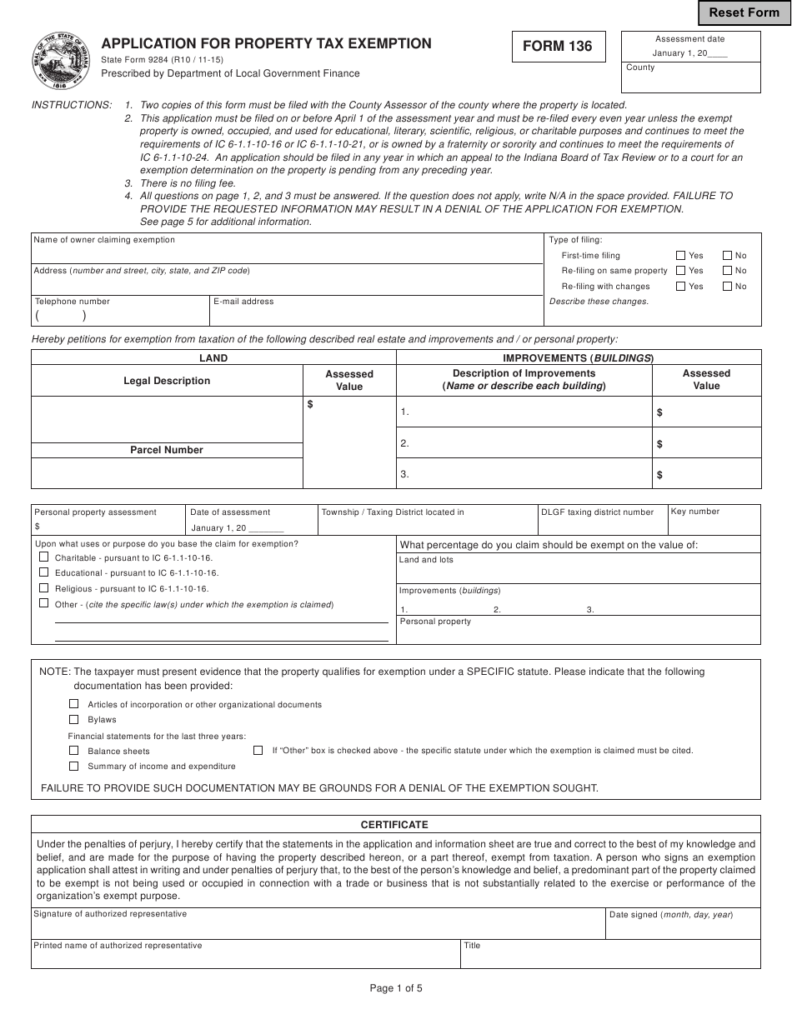 Form 136 State Form 9284 Download Fillable PDF Or Fill Online 