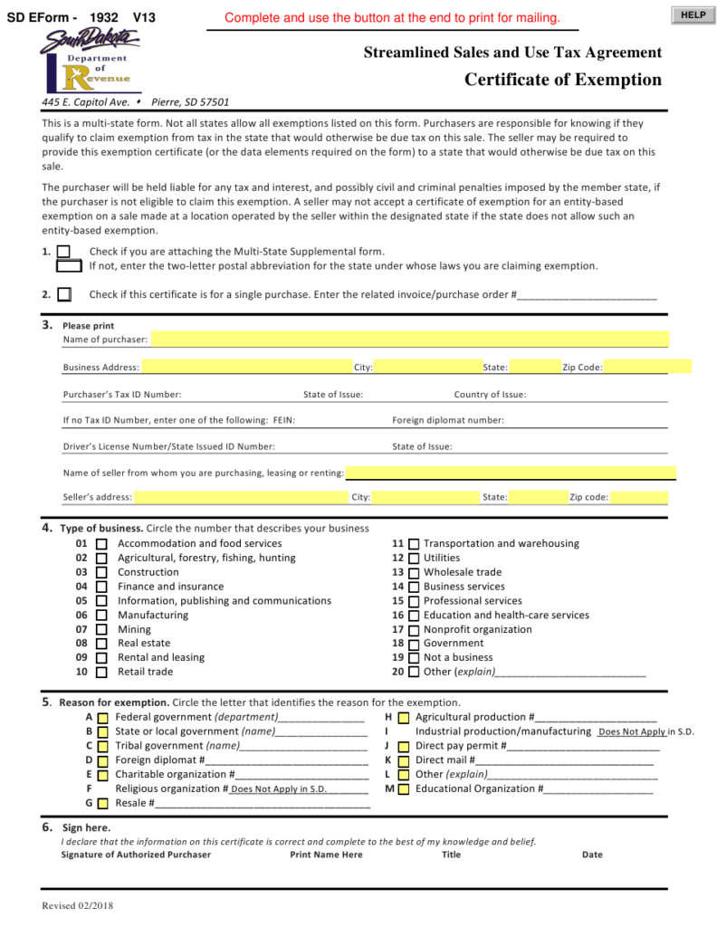 Form 1932 Download Fillable PDF Or Fill Online Certificate Of Exemption 