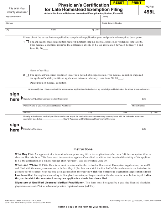 Form 458L Download Fillable PDF Or Fill Online Physician s 