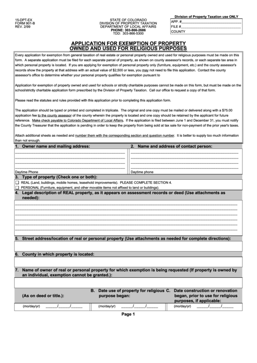 Colorado Property Tax Exemption Form