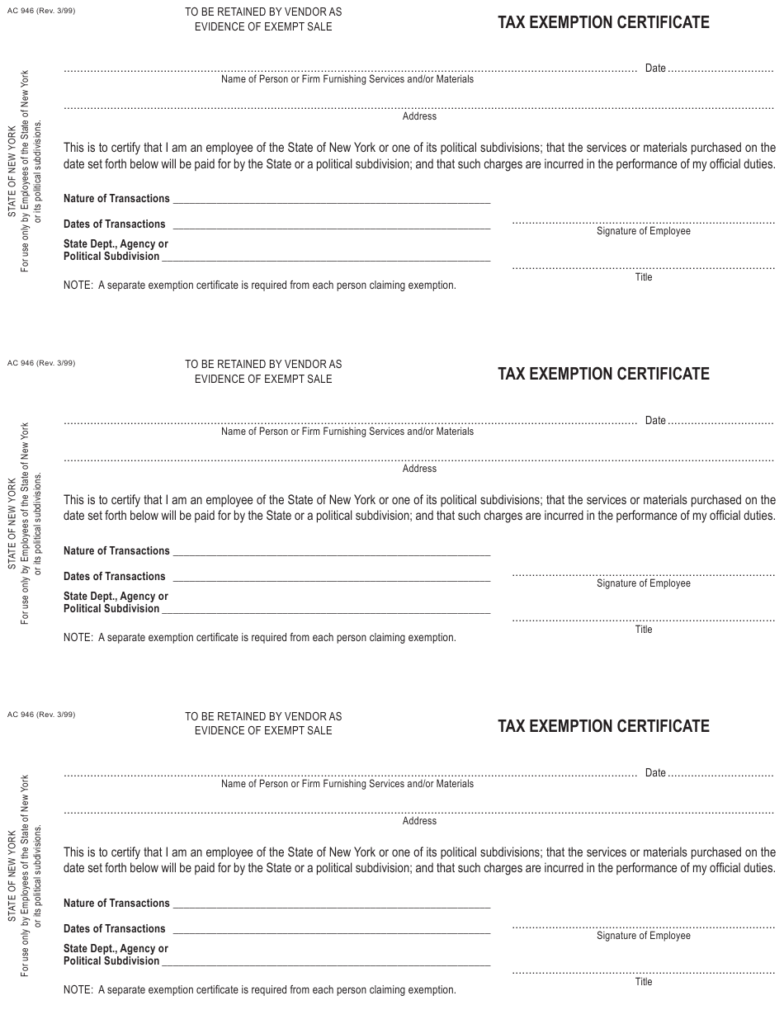 Form AC946 Download Fillable PDF Or Fill Online Tax Exemption 