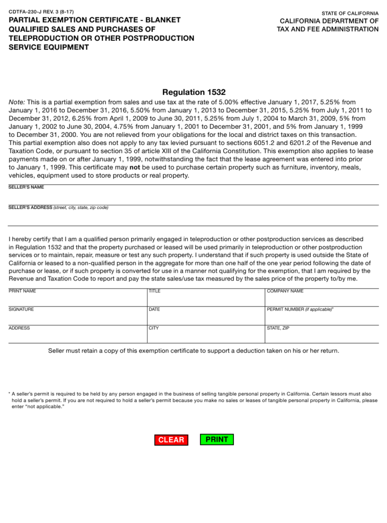 Form CDTFA 230 J Download Fillable PDF Or Fill Online Partial Exemption 