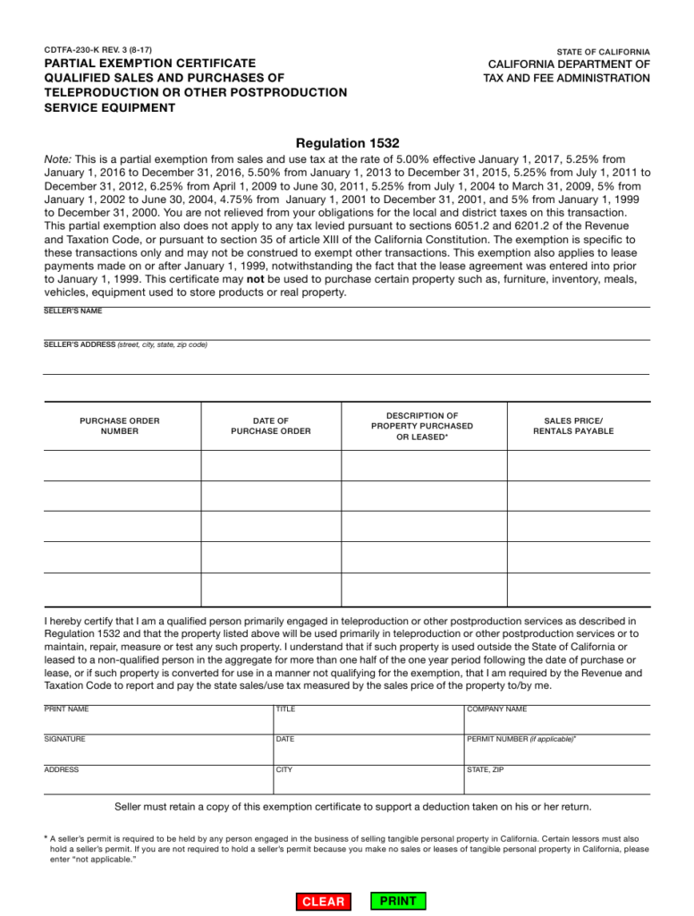 Form CDTFA 230 K Download Fillable PDF Or Fill Online Partial Exemption 