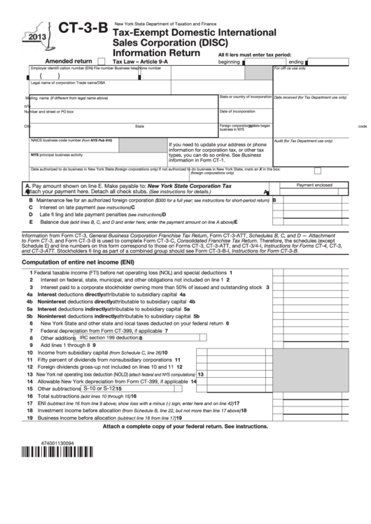 Form Ct 3 B Tax Exempt Domestic International Sales Corporation Disc 