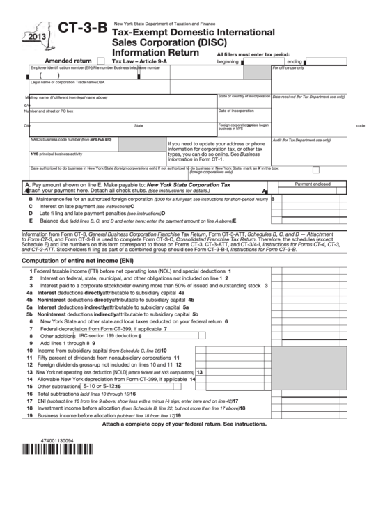Form Ct 3 B Tax Exempt Domestic International Sales Corporation Disc