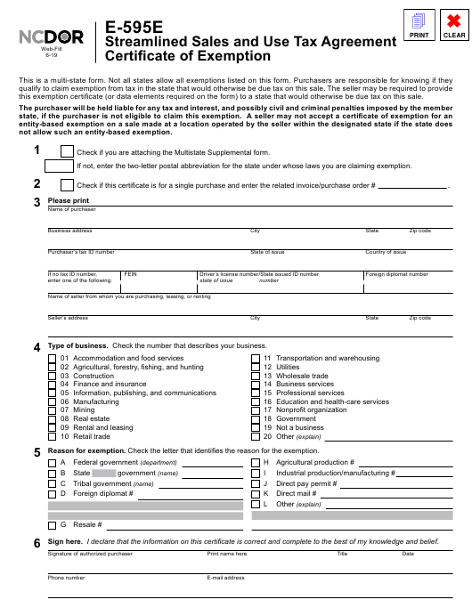 Form E 595E Download Fillable PDF Or Fill Online Streamlined Sales And 