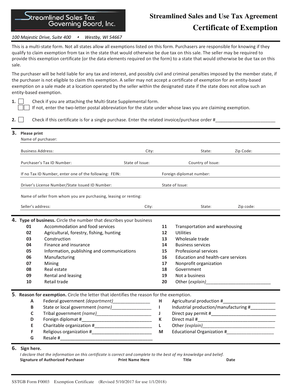 Sales Tax Exemption Form All States 1706
