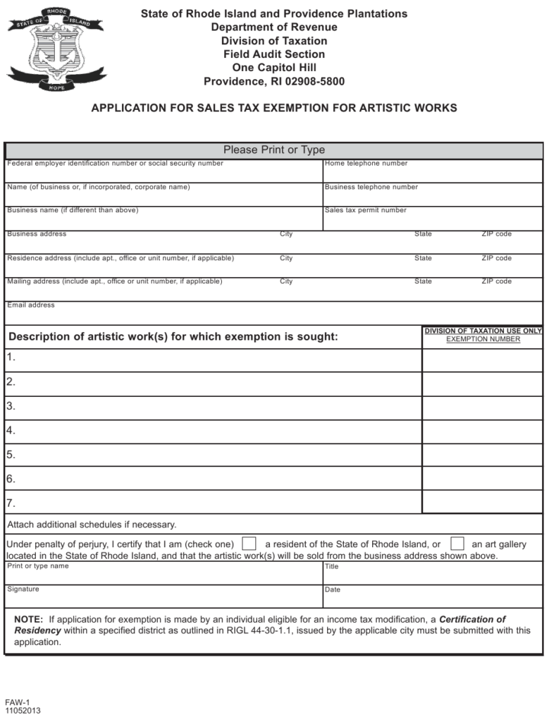 Form FAW 1 Download Printable PDF Or Fill Online Application For Sales 