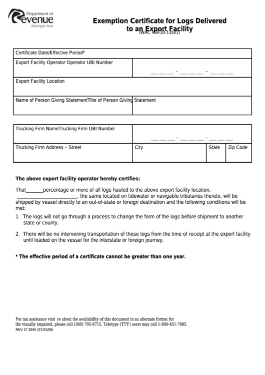 Washington State Certificate Of Exemption Form ExemptForm