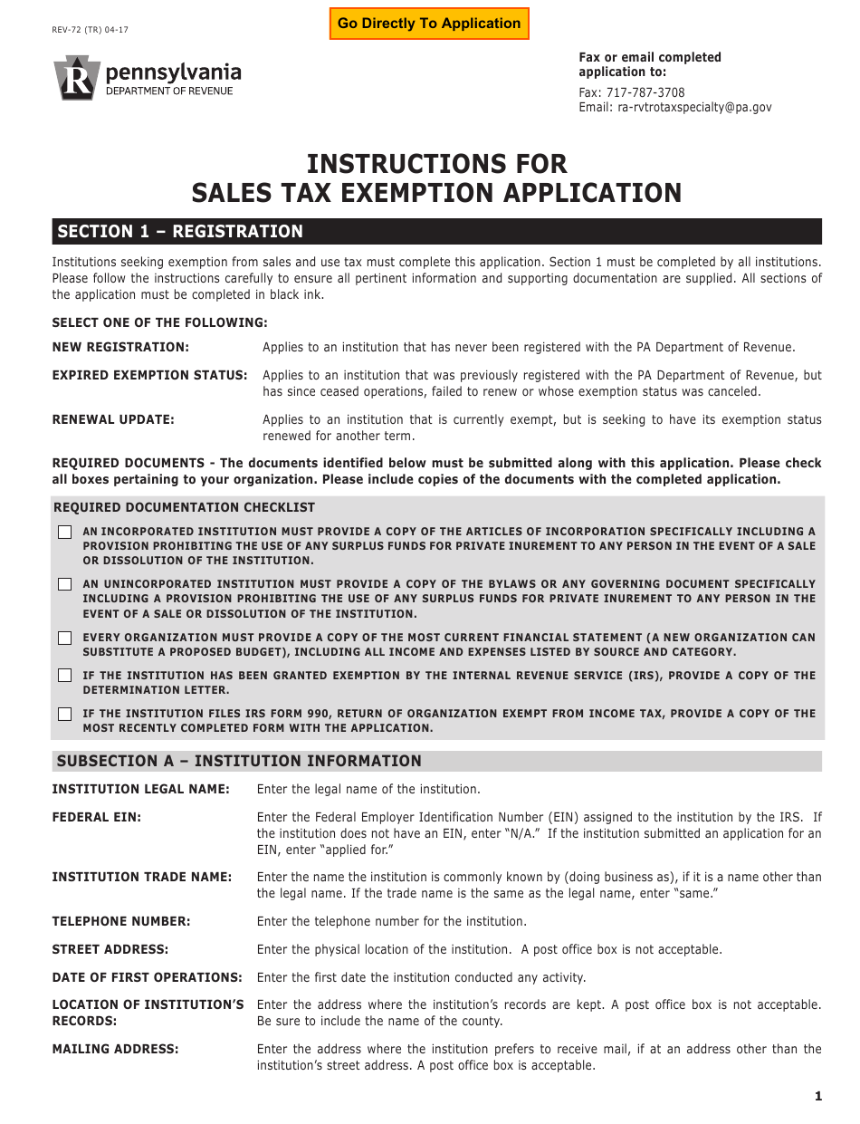 Pa Sales Tax Exempt Request Form 0525