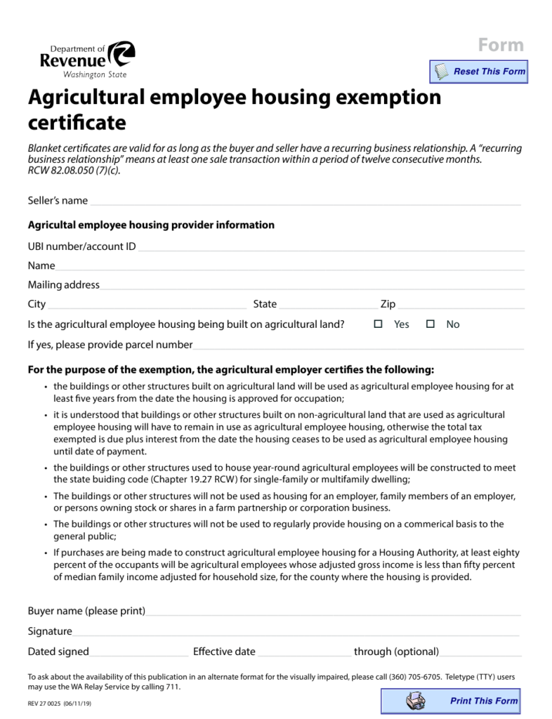 Form REV27 0025 Download Fillable PDF Or Fill Online Agricultural 