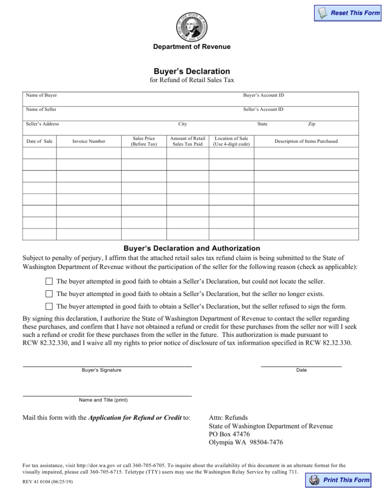 Form REV41 0104 Download Fillable PDF Or Fill Online Buyer s 