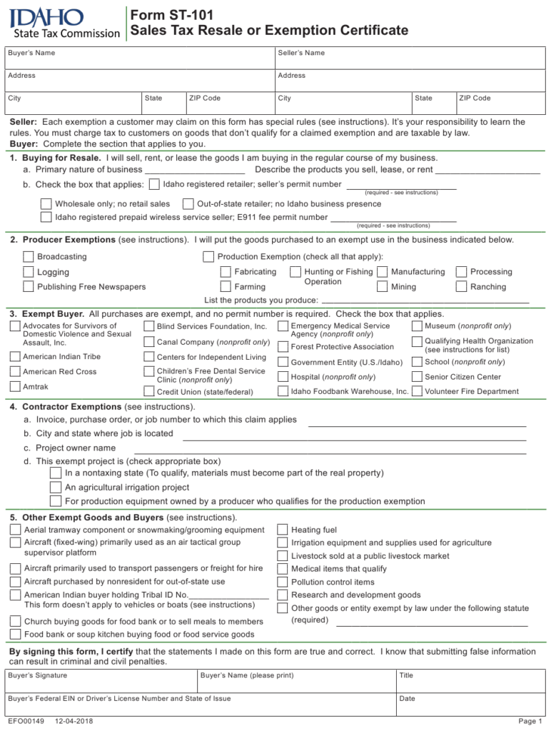 Form ST 101 Download Fillable PDF Or Fill Online Sales Tax Resale Or 
