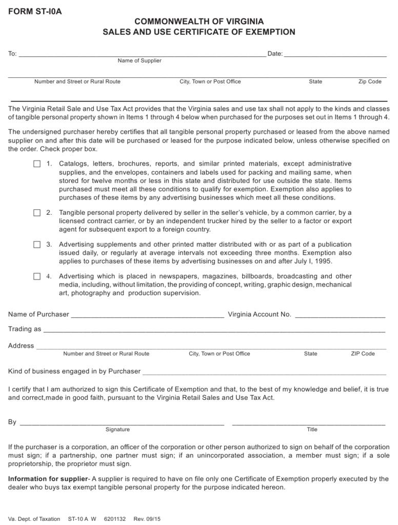 Form ST 10A Download Fillable PDF Or Fill Online Printed Materials 