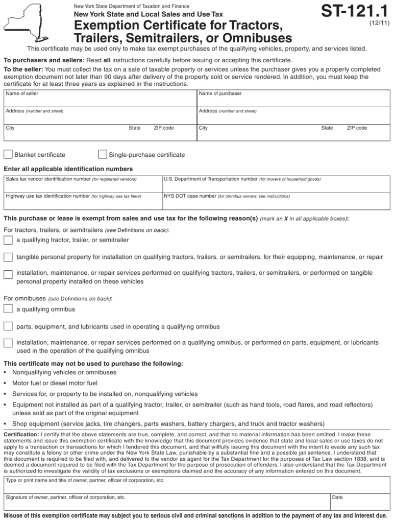 Form ST 121 1 Download Fillable PDF Or Fill Online Exemption 