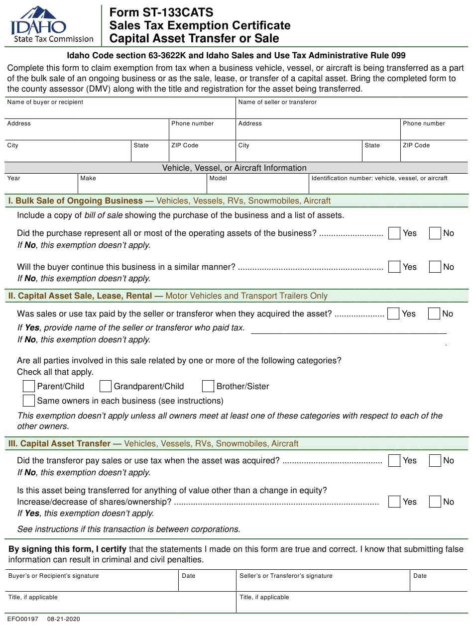 State Specific Exemption Form Idaho ExemptForm com
